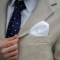 TWILL white hand-trimmed silk pocket square 30x30 cm