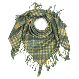 Large women's checked scarf, green 120x120 cm