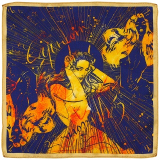 Silk pocket square Capricorn Zodiac, 30x30cm
