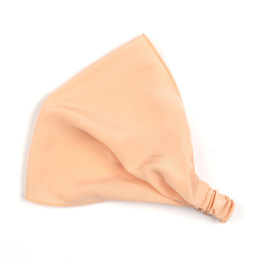 Women's peach silk headscarf with elastic band