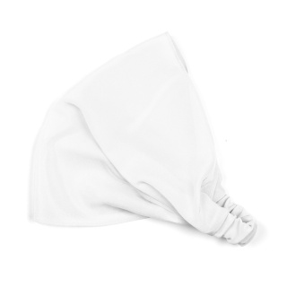 Jedwabna chustka na głowę z gumką w kolorze ecru CHJ-011