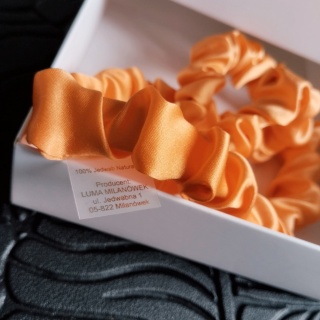 Silk hair band with elastic band thin orange