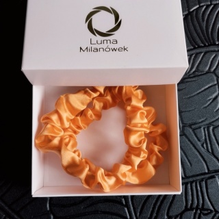 Silk hair band with elastic band thin orange