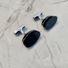 SP-823 Oval cufflinks with black stone