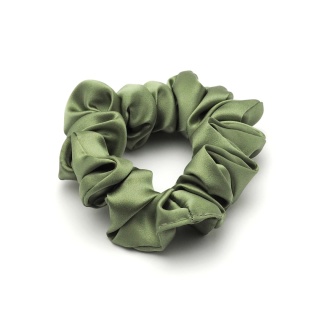 Jedwabne gumka do włosów scrunchie oliwkowa JGS-020