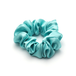 Turquoise silk hair scrunchie
