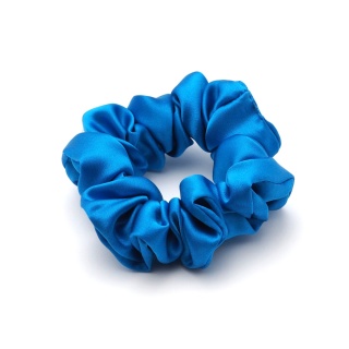 Jedwabna gumka do włosów scrunchie niebieski lazur JGS-019