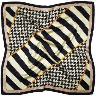 AD-003 Silk scarf printed on both sides, houndstooth 90x90 cm