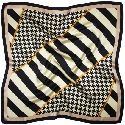 AD-003 Silk scarf printed on both sides, houndstooth 90x90 cm