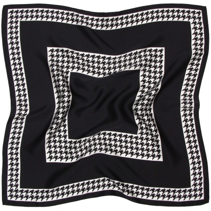 White and black reversible houndstooth silk scarf 68x68cmAD7-037