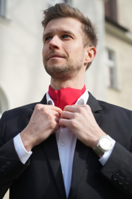 Men's silk neckerchief red, 67x67cm