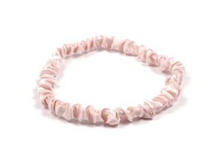 Thin, ruffled, powder pink silk headband