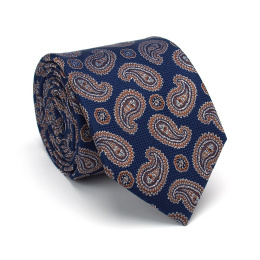 KR-003 Ekskluzywny krawat męski z modnym wzorem paisley 100% jedwab