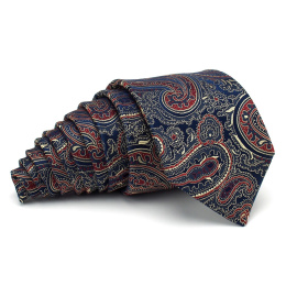 KR-006 Ekskluzywny krawat męski z modnym wzorem paisley 100% jedwab