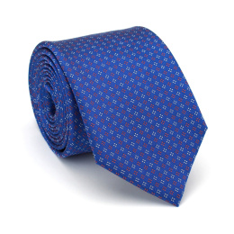 KR-015 Niebieski krawat w kwiaty - krawaty jedwabne markowe od Luma Milanówek