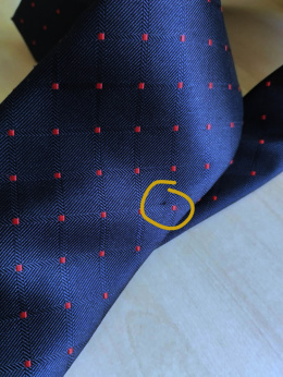 OUTLET-KR-027 Niebieski krawat męski jedwabny - elegancki krawat na prezent