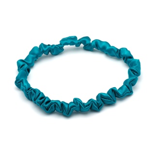 Decorative headband with elastic band made of navy blue silk