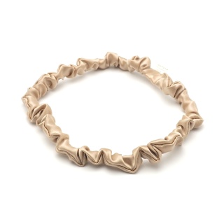 Decorative headband with elastic band, made of light beige silk