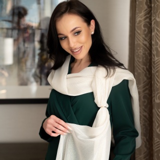 Gold thread silk georgette scarf 200x65 cm SZZ-009