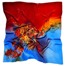 AM7-197 Hand-painted silk scarf, 70x70 cm