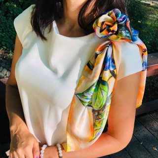 AD7-059 Silk scarf 100% printed oil painting 68x68cm