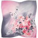 AM-067 Hand-painted Silk Scarf Flowers, 90x90 cm