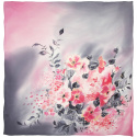 AM-067 Hand-painted Silk Scarf Flowers, 90x90 cm