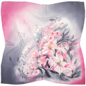 AM-068 Hand-painted Silk Scarf Flowers, 90x90 cm