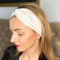 Women's white silk hairband with elastic band