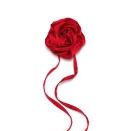 Róża na szyję choker damski jedwabny czerwony