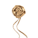 Jedwabny naszyjnik choker na szyję z różą złoty