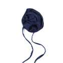 Silk choker necklace with rose navy blue