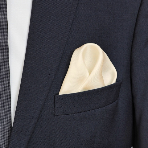 CREPE elegant silk pocket square for a jacket, cream, 30x30 cm