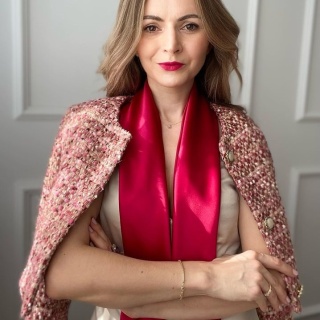 Malinowa Jedwabna Apaszka Satynowa, 70x70cm AS7-010