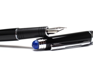 Lapis lazuli stone fountain pen silver