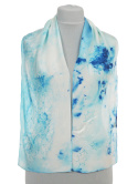 SZ-742 Hand-painted silk shawl, Blue marble, 140x30 cm