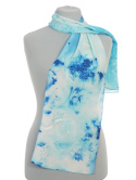 SZ-742 Hand-painted silk shawl, Blue marble, 140x30 cm