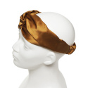 Wide women's silk headband with a gold elastic band