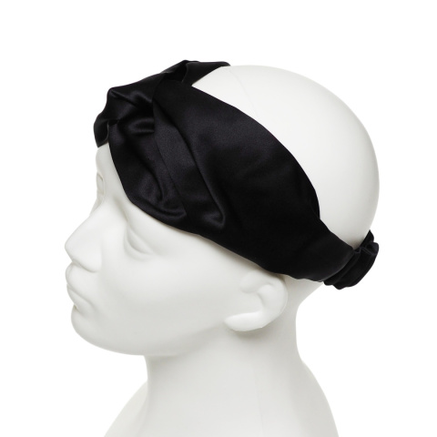 Wide women's silk headband with black elastic band