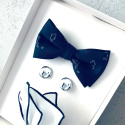 Set: bow tie + pocket square + shirt cufflinks