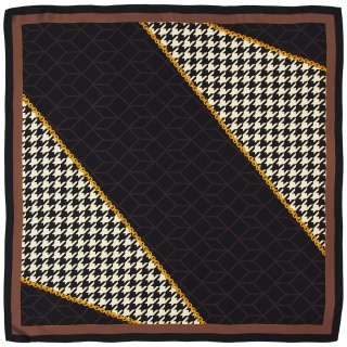 Apaszka jedwabna drukowana dwustronnie, pepitka, 88x88 cm