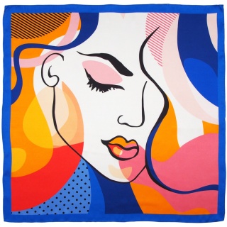 AD7-068 Silk satin scarf, matt-gloss, pop art 68x68cm