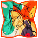 AD7-069 Silk satin scarf, matt-gloss, pop art 70x70 cm