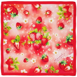 Double-sided silk scarf with strawberries from Milanówek 68x68cm AD7-071