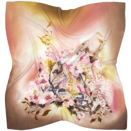 AM-085 Hand-painted silk scarf Milanów villa, 90x90cm