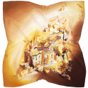 AM-086 Hand-painted silk scarf Milanów villa, 90x90cm