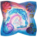 AM7-005 Hand-painted silk scarf with a sea motif, 70x70cm