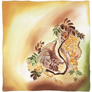 Hand-painted silk monstera 55x55cm AM5-008