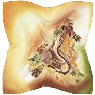 Hand-painted silk monstera 55x55cm AM5-008