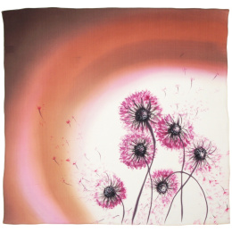 AM7-007 Hand-Painted Silk Scarf with Dandelions, 70x70cm